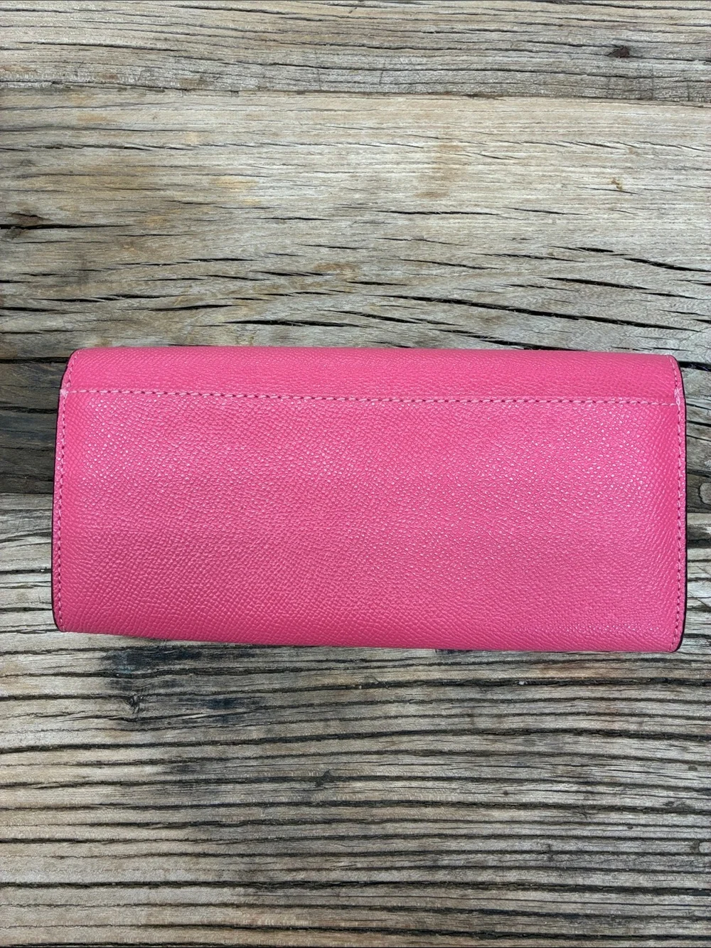 NWT Coach Pink Leather Continental Wallet with Gold Logo